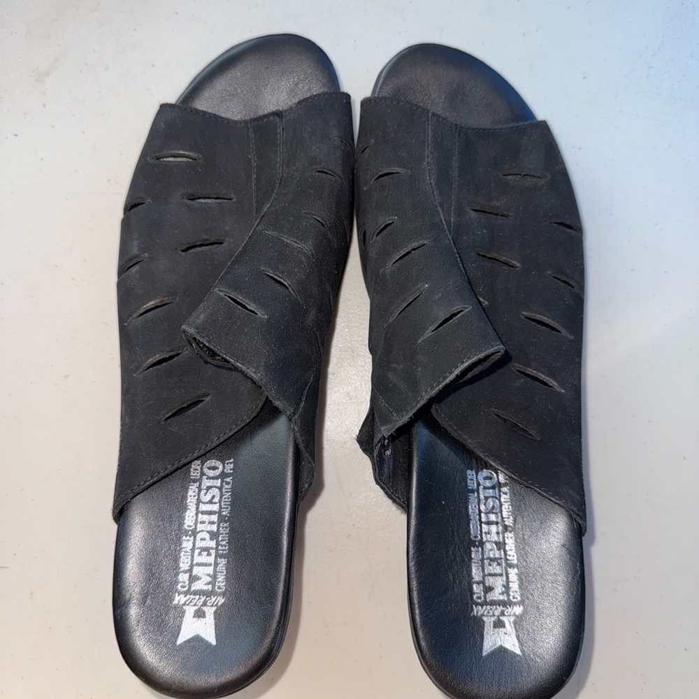 Mephisto Black Slide Sandals